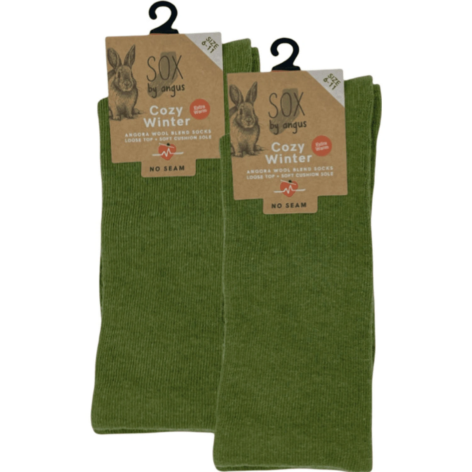 Luxurious Angora Blend Socks - Seamless Comfort in Khaki Green!